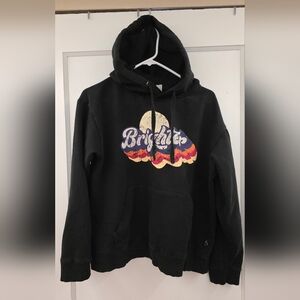 Zyia Brighter Graphic Hoodie Medium Black Distressed Pullover Cozy Sweatshirt